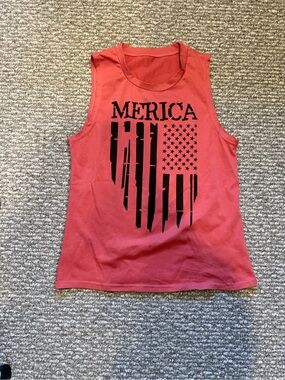 'Merica Graphic Muscle Tank - Coral Red